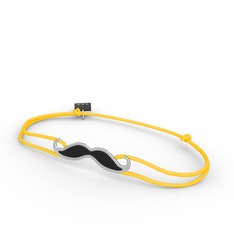 Bıyık Bileklik - 14 ayar beyaz altın bileklik (Siyah mineli) #hw0myy