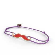 Bıyık Bileklik - 14 ayar rose altın bileklik (Kırmızı mineli) #sc56mu