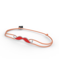 Bıyık Bileklik - 14 ayar beyaz altın bileklik (Kırmızı mineli) #ubjsez