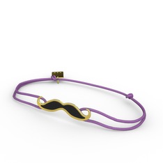 Bıyık Bileklik - 14 ayar altın bileklik (Siyah mineli) #uo5o6j