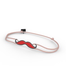 925 ayar siyah rodyum kaplama gümüş bileklik (Kırmızı mineli)