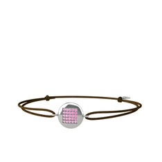 Pembe kuvars 14 ayar beyaz altın bileklik