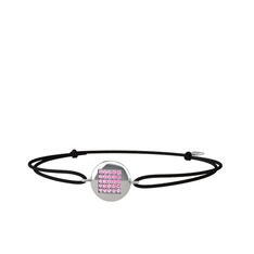 Pembe kuvars 18 ayar beyaz altın bileklik