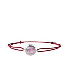 Lida Kare Bileklik - Pembe kuvars 8 ayar beyaz altın bileklik #q882bg