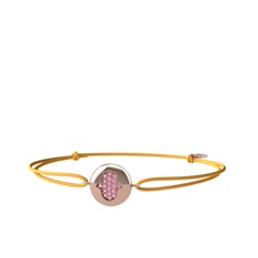 Lida Hamsa Bileklik - Pembe kuvars 925 ayar rose altın kaplama gümüş bileklik #1gtwev1