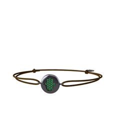 Lida Hamsa Bileklik - Yeşil kuvars 925 ayar siyah rodyum kaplama gümüş bileklik #45u17x