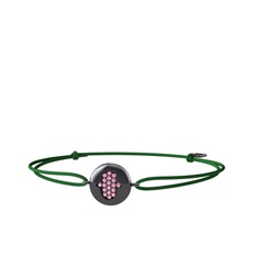 Lida Hamsa Bileklik - Pembe kuvars 925 ayar siyah rodyum kaplama gümüş bileklik #hvg6n4
