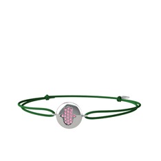 Lida Hamsa Bileklik - Pembe kuvars 18 ayar beyaz altın bileklik #lu1hg2