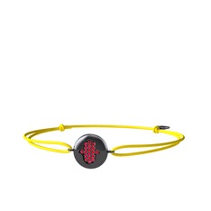 Lida Hamsa Bileklik - Rodolit garnet 925 ayar siyah rodyum kaplama gümüş bileklik #x760bg