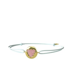 Pembe kuvars 18 ayar altın bileklik