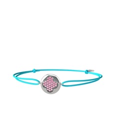 Pembe kuvars 8 ayar beyaz altın bileklik