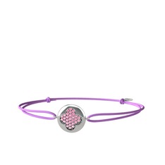 Lida Yonca Bileklik - Pembe kuvars 18 ayar beyaz altın bileklik #669xwo