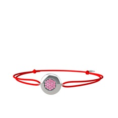 Lida Altıgen Bileklik - Pembe kuvars 8 ayar beyaz altın bileklik #1sqq6ze