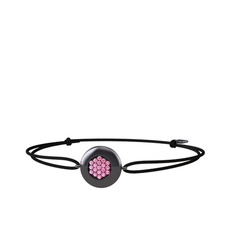 Lida Altıgen Bileklik - Pembe kuvars 925 ayar siyah rodyum kaplama gümüş bileklik #fhunok