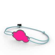 925 ayar siyah rodyum kaplama gümüş bileklik (Neon pembe mineli)