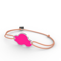 Bulut Bileklik - 14 ayar beyaz altın bileklik (Neon pembe mineli) #15dgv8