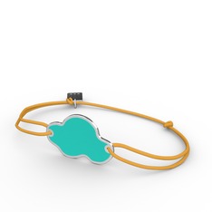 8 ayar beyaz altın bileklik (Turkuaz mineli)