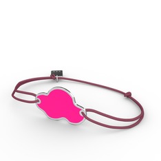 8 ayar beyaz altın bileklik (Neon pembe mineli)