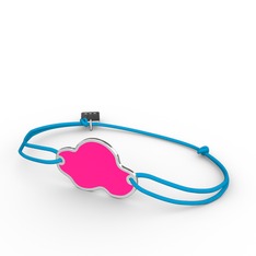 8 ayar beyaz altın bileklik (Neon pembe mineli)