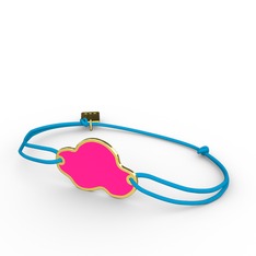 925 ayar altın kaplama gümüş bileklik (Neon pembe mineli)