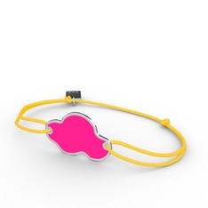14 ayar beyaz altın bileklik (Neon pembe mineli)