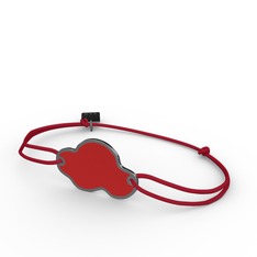 Bulut Bileklik - 925 ayar siyah rodyum kaplama gümüş bileklik (Kırmızı mineli) #1omot0c