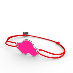 18 ayar beyaz altın bileklik (Neon pembe mineli)