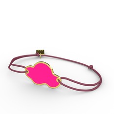 925 ayar altın kaplama gümüş bileklik (Neon pembe mineli)