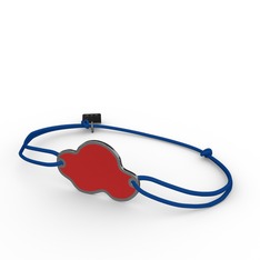 925 ayar siyah rodyum kaplama gümüş bileklik (Kırmızı mineli)