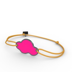 Bulut Bileklik - 925 ayar siyah rodyum kaplama gümüş bileklik (Neon pembe mineli) #medl11