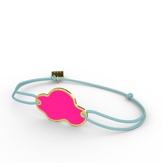 925 ayar altın kaplama gümüş bileklik (Neon pembe mineli)