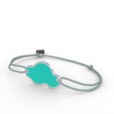 18 ayar beyaz altın bileklik (Turkuaz mineli)