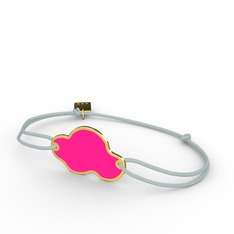 925 ayar altın kaplama gümüş bileklik (Neon pembe mineli)