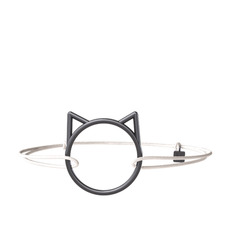 Pisica Kedi Bileklik - 925 ayar siyah rodyum kaplama gümüş bileklik #1fhh94p