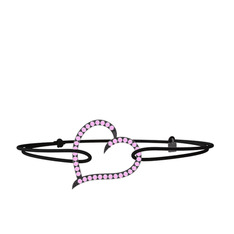 Meum Kalp Bileklik - Pembe kuvars 925 ayar siyah rodyum kaplama gümüş bileklik #11n7hmu