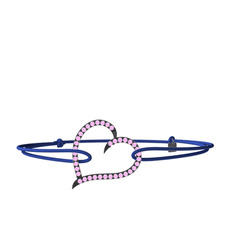 Meum Kalp Bileklik - Pembe kuvars 925 ayar siyah rodyum kaplama gümüş bileklik #140v4vz