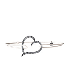 Meum Kalp Bileklik - Pırlanta 925 ayar siyah rodyum kaplama gümüş bileklik (0.342 karat) #18563gl