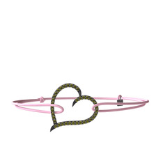 Meum Kalp Bileklik - Peridot 925 ayar siyah rodyum kaplama gümüş bileklik #18v22xg