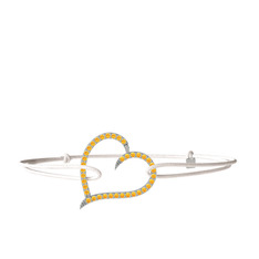 Meum Kalp Bileklik - Sitrin 14 ayar beyaz altın bileklik #1egs6fb