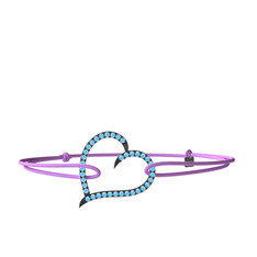 Meum Kalp Bileklik - Akuamarin 925 ayar siyah rodyum kaplama gümüş bileklik #1ey760k