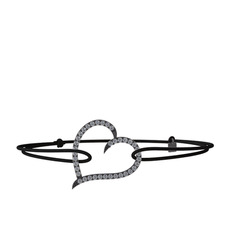 Meum Kalp Bileklik - Swarovski 925 ayar siyah rodyum kaplama gümüş bileklik #1f785se