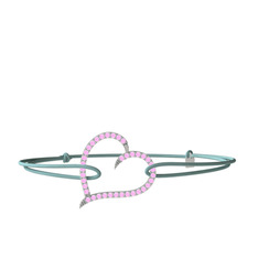 Meum Kalp Bileklik - Pembe kuvars 14 ayar beyaz altın bileklik #1ue3nig