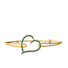 Meum Kalp Bileklik - Yeşil kuvars 925 ayar rose altın kaplama gümüş bileklik #1yyevam