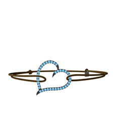 Meum Kalp Bileklik - Akuamarin 925 ayar siyah rodyum kaplama gümüş bileklik #2ezp3w