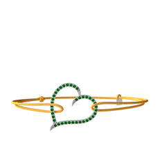Meum Kalp Bileklik - Yeşil kuvars 18 ayar beyaz altın bileklik #2q7tvk