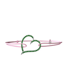 Meum Kalp Bileklik - Yeşil kuvars 14 ayar beyaz altın bileklik #7xmsta