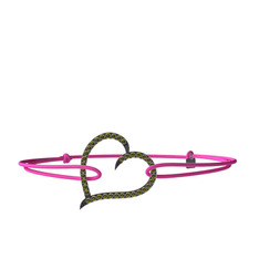 Meum Kalp Bileklik - Peridot 925 ayar siyah rodyum kaplama gümüş bileklik #c5hiyf