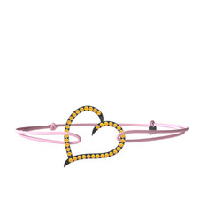 Meum Kalp Bileklik - Sitrin 925 ayar siyah rodyum kaplama gümüş bileklik #jfius3