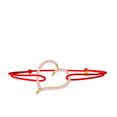 Pembe kuvars 18 ayar altın bileklik