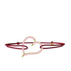 Meum Kalp Bileklik - Pembe kuvars 14 ayar altın bileklik #vba1sm